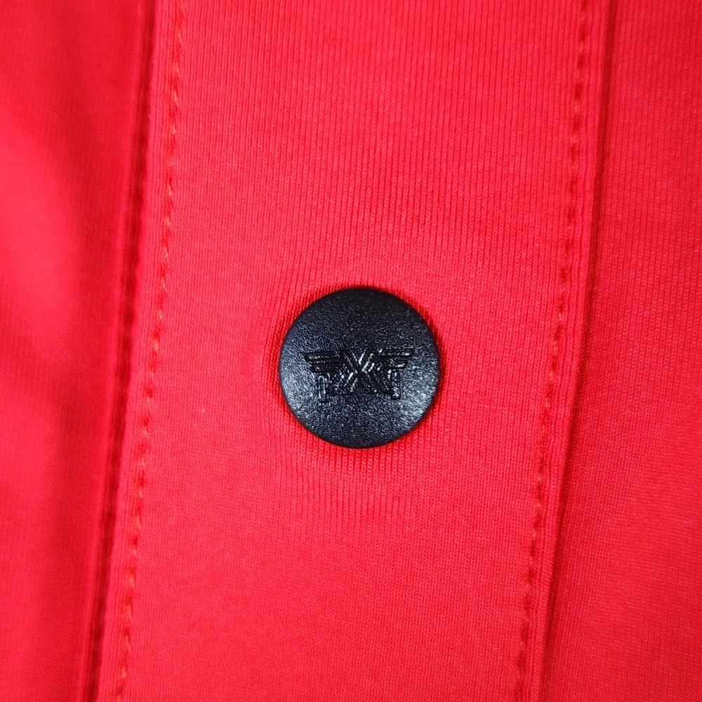 PXG Polo Shirt Mens Medium Red Athletic Snap Button Performance Golf Excellent - Picture 5 of 15